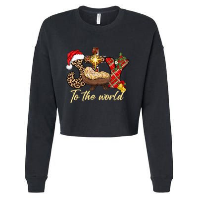 Joy To The World Christmas Jesus Christian Nativity Scene Cropped Pullover Crew