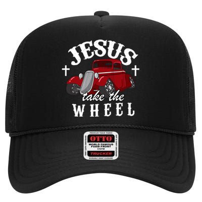 Jesus Take The Wheel Classic Vintage Car High Crown Mesh Back Trucker Hat