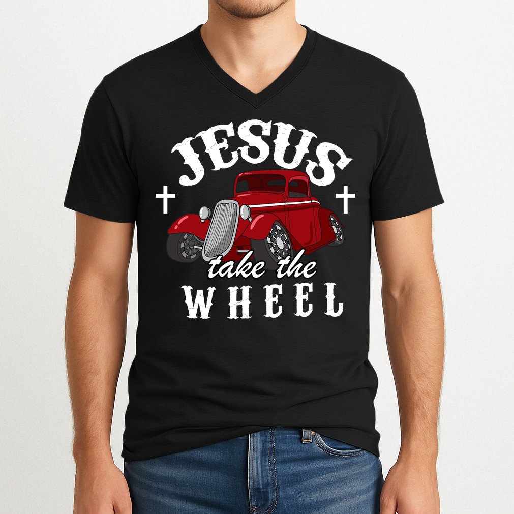 Jesus Take The Wheel Classic Vintage Car V-Neck T-Shirt