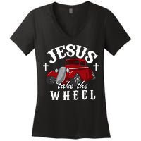Jesus Take The Wheel Classic Vintage Car Women's V-Neck T-Shirt