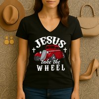 Jesus Take The Wheel Classic Vintage Car Women's V-Neck T-Shirt