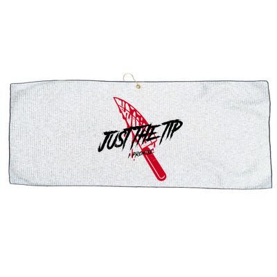 Just The Tip I Promise Funny Bloody Knife Horror Movies Large Microfiber Waffle Golf Towel