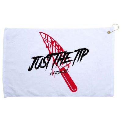 Just The Tip I Promise Funny Bloody Knife Horror Movies Grommeted Golf Towel