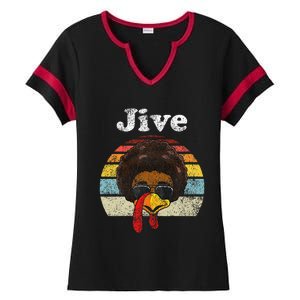 Jive Thanksgiving Turkey Day Funny Face Ladies Halftime Notch Neck Tee