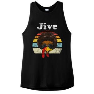 Jive Thanksgiving Turkey Day Funny Face Ladies PosiCharge Tri-Blend Wicking Tank