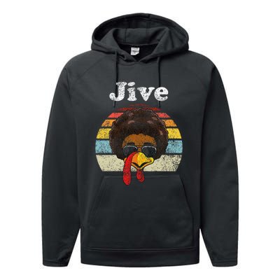 Jive Thanksgiving Turkey Day Funny Face Performance Fleece Hoodie