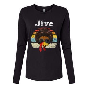 Jive Thanksgiving Turkey Day Funny Face Womens Cotton Relaxed Long Sleeve T-Shirt