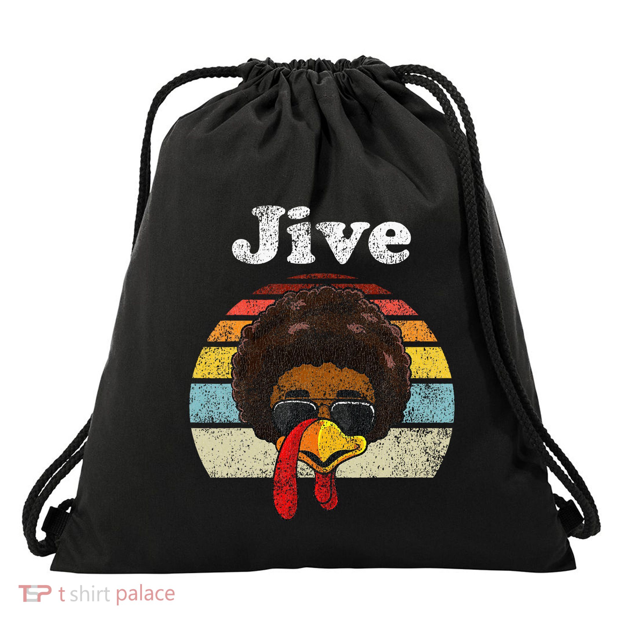 Jive Thanksgiving Turkey Day Funny Face Drawstring Bag