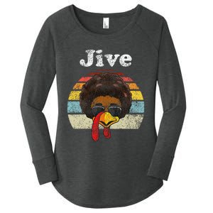 Jive Thanksgiving Turkey Day Funny Face Women's Perfect Tri Tunic Long Sleeve Shirt