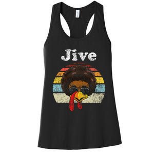 Jive Thanksgiving Turkey Day Funny Face Women's Racerback Tank