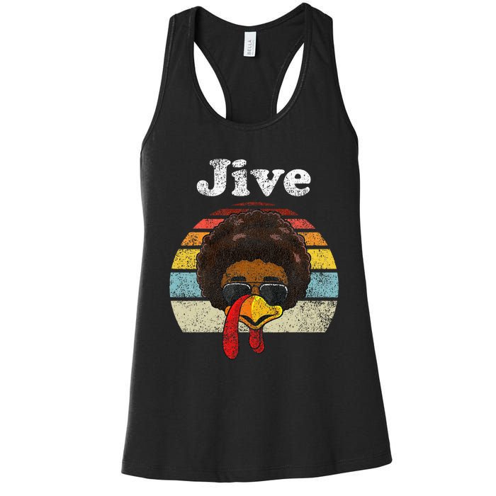 Jive Thanksgiving Turkey Day Funny Face Women's Racerback Tank