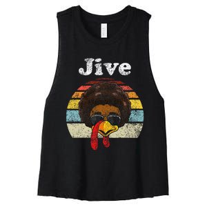 Jive Thanksgiving Turkey Day Funny Face Women's Racerback Cropped Tank