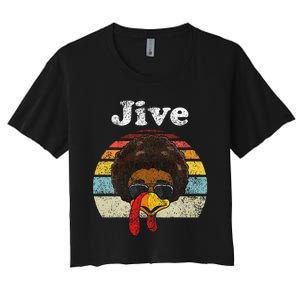 Jive Thanksgiving Turkey Day Funny Face Women's Crop Top Tee