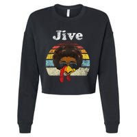 Jive Thanksgiving Turkey Day Funny Face Cropped Pullover Crew