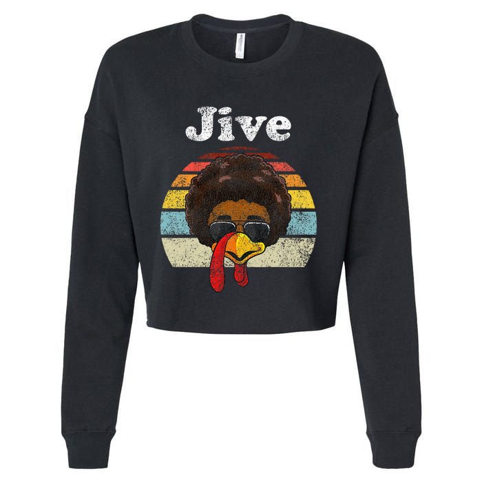 Jive Thanksgiving Turkey Day Funny Face Cropped Pullover Crew