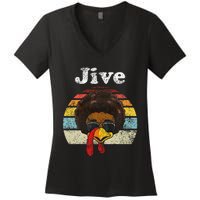 Jive Thanksgiving Turkey Day Funny Face Women's V-Neck T-Shirt