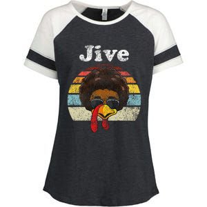 Jive Thanksgiving Turkey Day Funny Face Enza Ladies Jersey Colorblock Tee