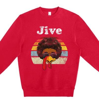 Jive Thanksgiving Turkey Day Funny Face Premium Crewneck Sweatshirt