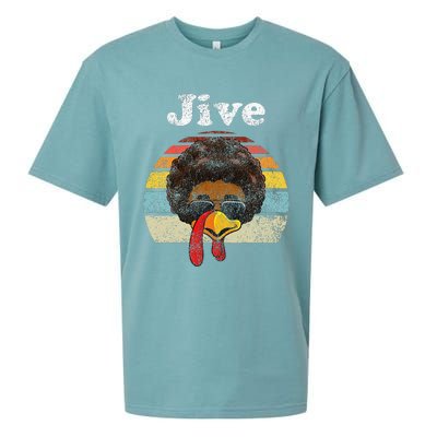 Jive Thanksgiving Turkey Day Funny Face Sueded Cloud Jersey T-Shirt