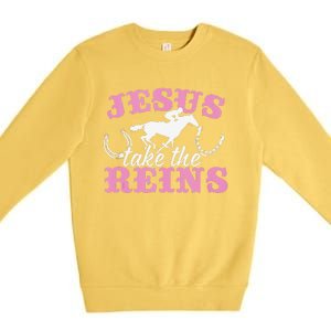 Jesus Take The Reins Christian Premium Crewneck Sweatshirt