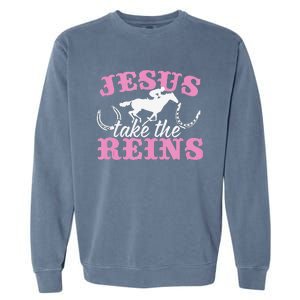 Jesus Take The Reins Christian Garment-Dyed Sweatshirt