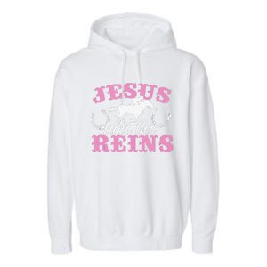 Jesus Take The Reins Christian Garment-Dyed Fleece Hoodie