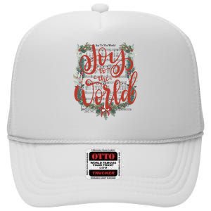 Joy To The World Christian Christmas Jesus Birth Music Xmas High Crown Mesh Back Trucker Hat