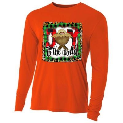 Joy To The World Jesus Buffalo Plaid Leopard Christmas Gift Cooling Performance Long Sleeve Crew