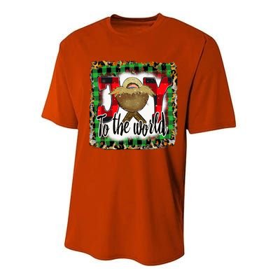 Joy To The World Jesus Buffalo Plaid Leopard Christmas Gift Performance Sprint T-Shirt