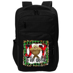 Joy To The World Jesus Buffalo Plaid Leopard Christmas Gift Impact Tech Backpack