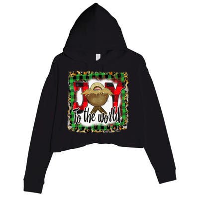 Joy To The World Jesus Buffalo Plaid Leopard Christmas Gift Crop Fleece Hoodie