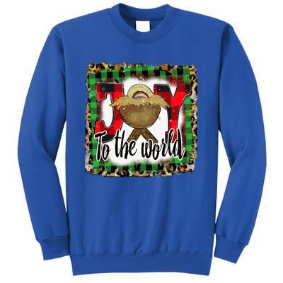 Joy To The World Jesus Buffalo Plaid Leopard Christmas Gift Sweatshirt