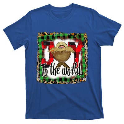 Joy To The World Jesus Buffalo Plaid Leopard Christmas Gift T-Shirt