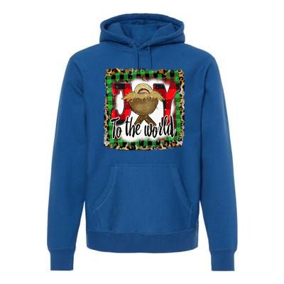 Joy To The World Jesus Buffalo Plaid Leopard Christmas Gift Premium Hoodie