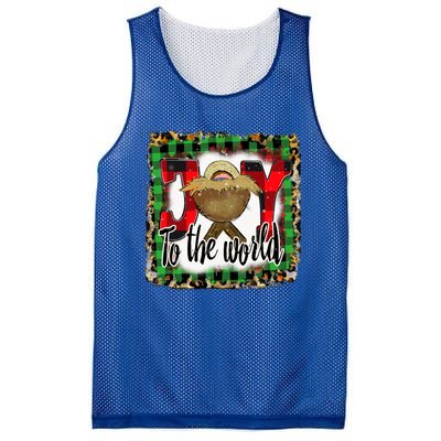 Joy To The World Jesus Buffalo Plaid Leopard Christmas Gift Mesh Reversible Basketball Jersey Tank