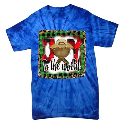 Joy To The World Jesus Buffalo Plaid Leopard Christmas Gift Tie-Dye T-Shirt