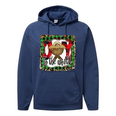 Joy To The World Jesus Buffalo Plaid Leopard Christmas Gift Performance Fleece Hoodie