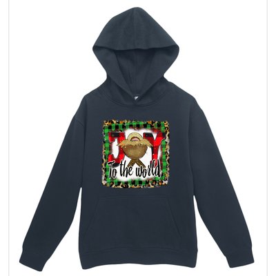 Joy To The World Jesus Buffalo Plaid Leopard Christmas Gift Urban Pullover Hoodie