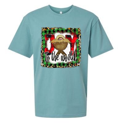 Joy To The World Jesus Buffalo Plaid Leopard Christmas Gift Sueded Cloud Jersey T-Shirt