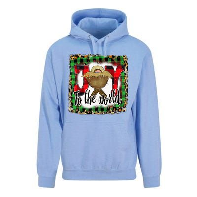 Joy To The World Jesus Buffalo Plaid Leopard Christmas Gift Unisex Surf Hoodie