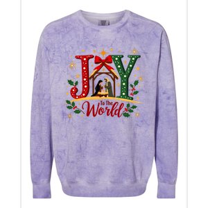 Joy To The World Christmas Christian Nativity Scene Gift Colorblast Crewneck Sweatshirt