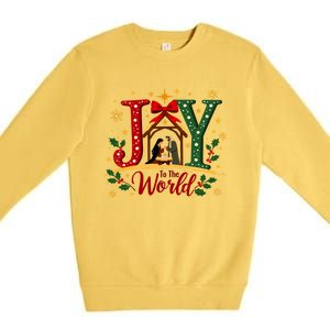 Joy To The World Christmas Christian Nativity Scene Gift Premium Crewneck Sweatshirt