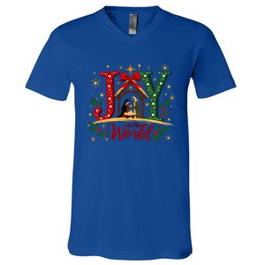 Joy To The World Christmas Christian Nativity Scene Gift V-Neck T-Shirt