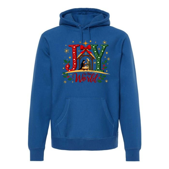 Joy To The World Christmas Christian Nativity Scene Gift Premium Hoodie