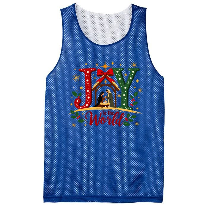 Joy To The World Christmas Christian Nativity Scene Gift Mesh Reversible Basketball Jersey Tank