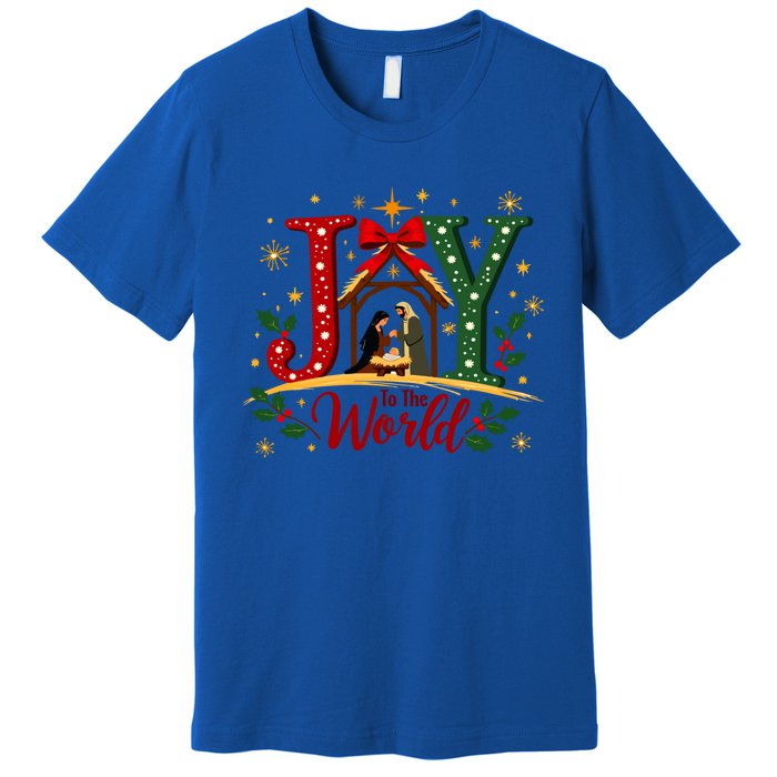 Joy To The World Christmas Christian Nativity Scene Gift Premium T-Shirt