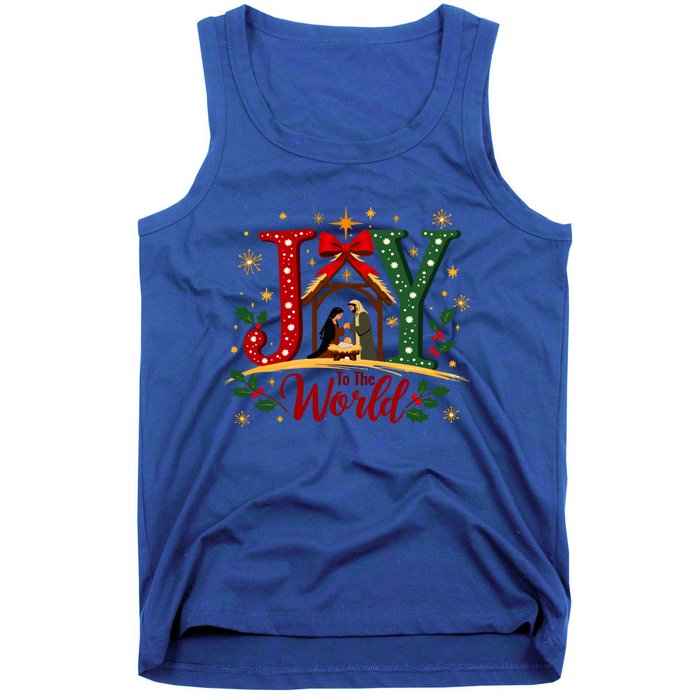 Joy To The World Christmas Christian Nativity Scene Gift Tank Top