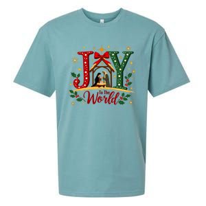 Joy To The World Christmas Christian Nativity Scene Gift Sueded Cloud Jersey T-Shirt