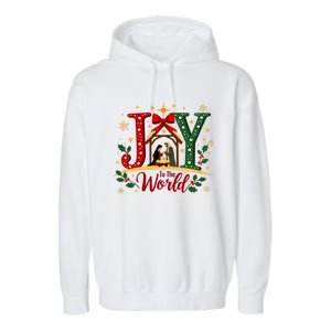 Joy To The World Christmas Christian Nativity Scene Gift Garment-Dyed Fleece Hoodie