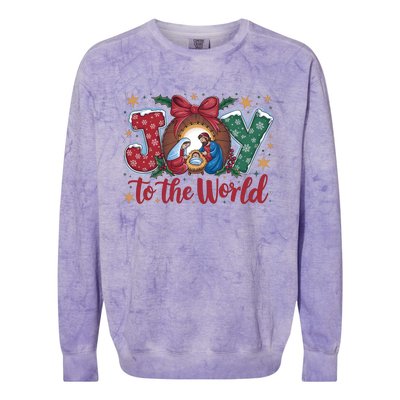 Joy To The World Christmas Xmas Holiday Christian Jesus Colorblast Crewneck Sweatshirt